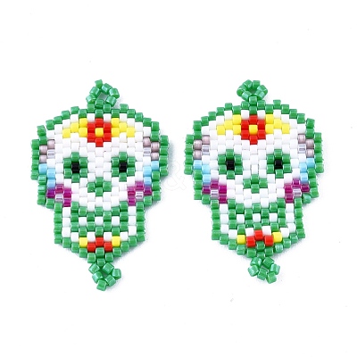 Handmade Seed Beads Links Connectors SEED-I012-48B-1