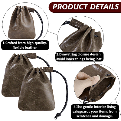2Pcs Cowhide Jewelry Cosmetics Storage Bag ABAG-BBC0001-38B-1