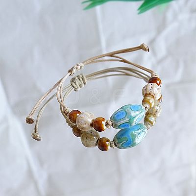 Oval Ceramic Beads Braided Bead Bracelets FS-WGBFE2E-08-1