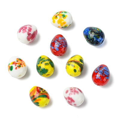 18Pcs 6 Colors Handmade Lampwork Beads Strands LAMP-CJ0003-08-1