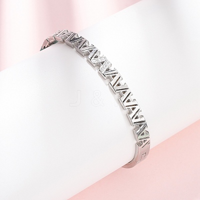 304 Stainless Steel Micro Pave Cubic Zirconia Hinged Bangles for Women BJEW-Z146-01P-1