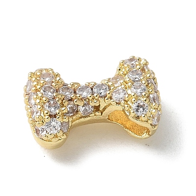 Brass Micro Pave Cubic Zirconia Beads X-KK-P290-61G-I-1