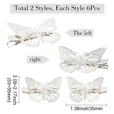 12Pcs 2 Styles Iron Alligator Hair Clips for Women Girls PHAR-SP0001-28B-1