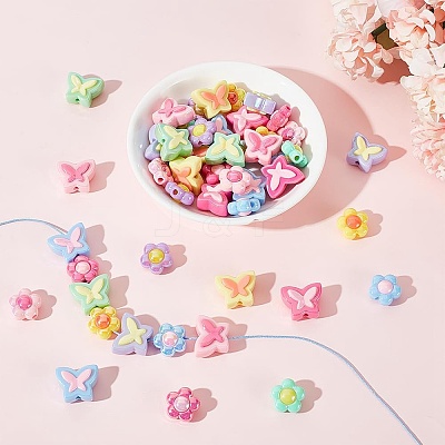 48Pcs 12 Styles Plating Acrylic Beads OACR-AR0001-27-1