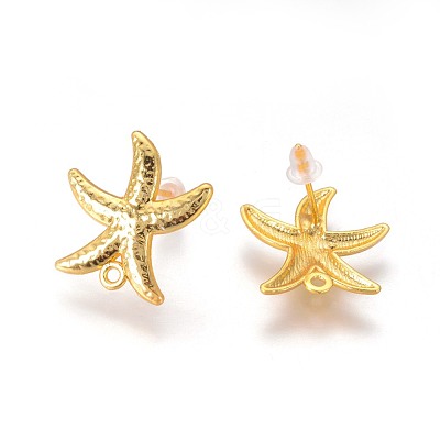 Brass Stud Earring Findings KK-F809-15G-1