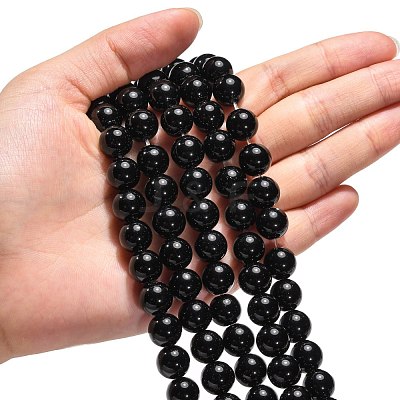 Synthetic Black Stone Beads Strands GSR10mmC044-1
