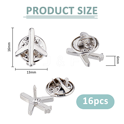 16Pcs Airplane Brooches JEWB-FH0002-34-1