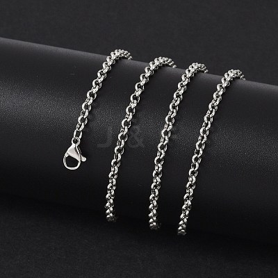 Tarnish Resistant 304 Stainless Steel Rolo Chain Necklaces NJEW-L136-07P-1