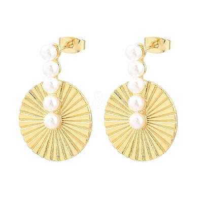 Brass with ABS Imitation Pearl Stud Earrings KK-CBAD104-02G-1