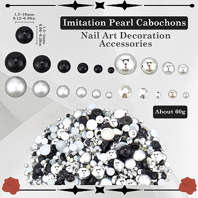 60G ABS Plastic Imitation Pearl Cabochons MRMJ-SC0001-27C-1