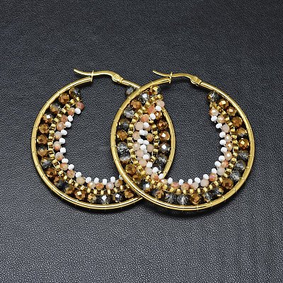304 Stainless Steel Hoop Earrings EJEW-O090-F05-1