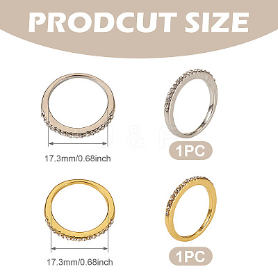 2Pcs 2 Colors Alloy with Crystal Rhinestone Finger Rings RJEW-TADJ0001-01C-1