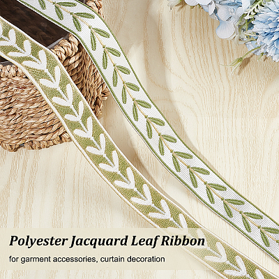12M Polyester Jacquard Leaf Ribbon OCOR-OC0001-46D-1
