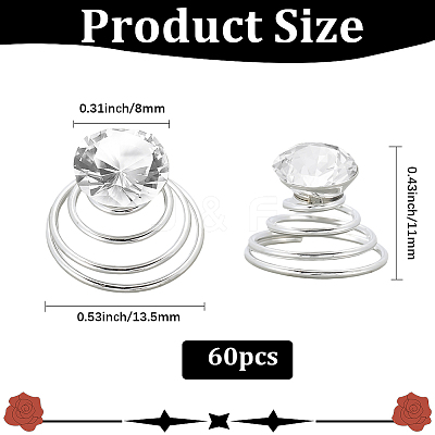 60Pcs Spiral Hair Pin Coil Iron Hair Accessories OHAR-SP0001-11-1