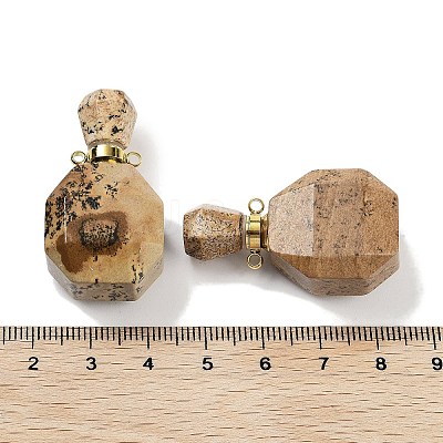 Natural Picture Jasper Perfume Bottle Pendants G-Q163-10G-06-1