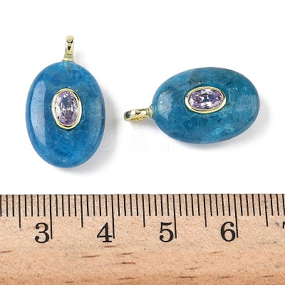 Natural Apatite & Cubic Zirconia Pendants G-Z076-01G-16-1