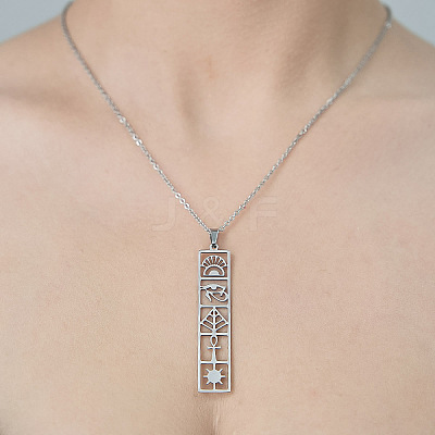 Non-Tarnish 201 Stainless Steel Hollow Eye & Cross & Sun Pendant Necklace NJEW-OY001-99-1