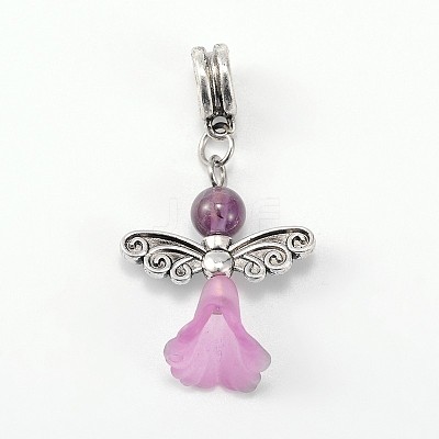 Lovely Wedding Dress Angel Alloy European Dangle Large Hole Pendants PALLOY-JF00002-03-1