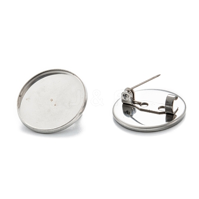 Tarnish Resistant 304 Stainless Steel Brooch Cabochon Settings STAS-G250-04P-B-1
