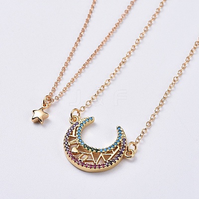 Brass Pendant Necklace Sets NJEW-JN02485-1
