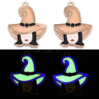 Halloween Theme Rack Plating Luminous Alloy Enamel Pendants ENAM-N056-235G-1