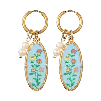 Printed 304 Stainless Steel Huggie Hoop Earrings EJEW-JE07394-1