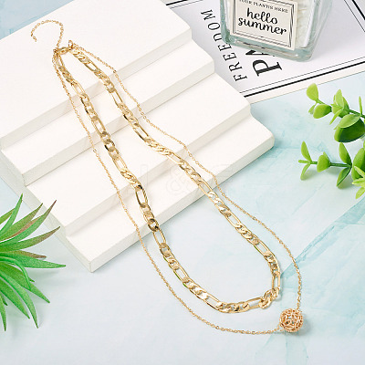 Brass Double Layer Necklaces NJEW-TAC0020-1