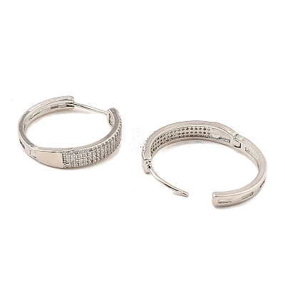 Brass Cubic Zirconia Hoop Earrings EJEW-D078-21P-1