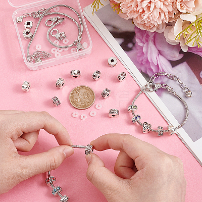 DIY Alloy Heart European Style Bracelet Making Kit DIY-PH0022-01-1