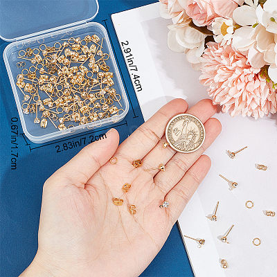 60Pcs Diamond Shape Brass Cubic Zirconia Stud Earring Findings KK-BBC0012-64-1