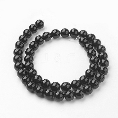 Natural Black Onyx Beads Strands G-G735-60-8mm-A-1
