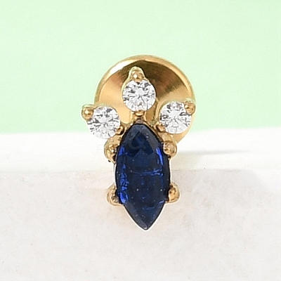 F136 Titanium Pave Clear and Blue Cubic Zirconia Horse Eye Internally Threaded Labrets ME-CBA9828-02G-1