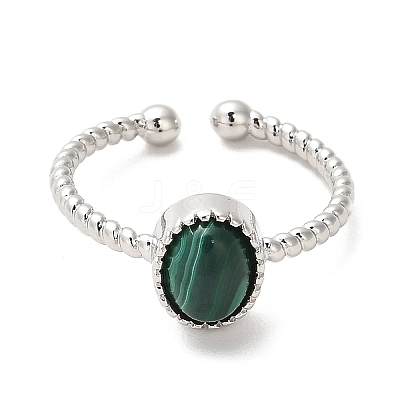 Natural Malachite Open Cuff Ring RJEW-M166-04P-E-1-1