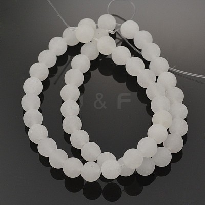 Natural White Jade Round Beads Strands G-D662-8mm-1