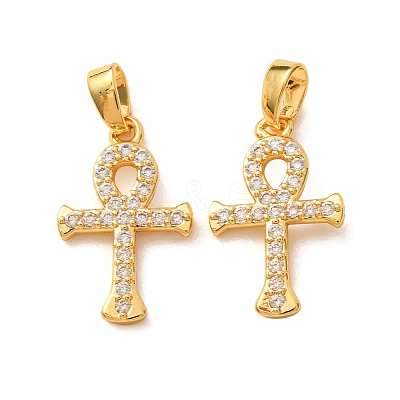Brass Micro Pave Clear Cubic Zirconia Pendants CU-CBA0D78-01G-1