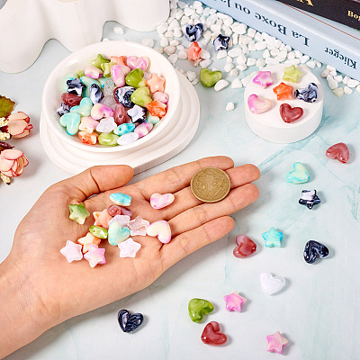 60Pcs 6 Colors Acrylic Beads OACR-TA0003-13-1
