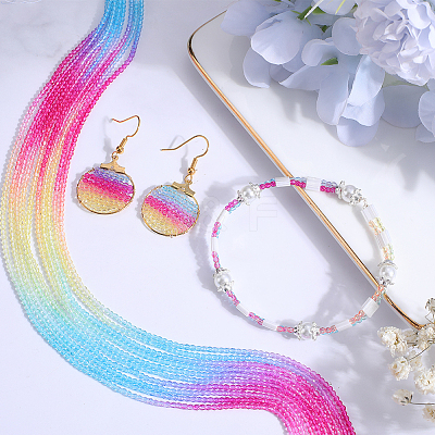 12 Strands Transparent Gradient Color Glass Beads Strands GLAA-SC0002-01-1
