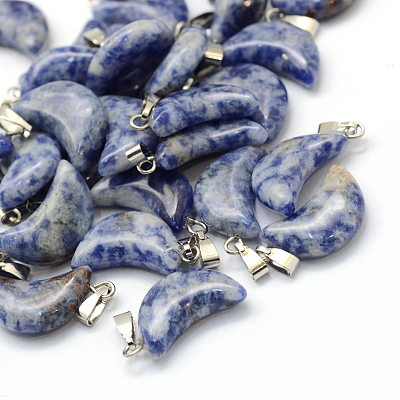 Moon Natural Blue Spot Jasper Pendants G-Q369-14-1
