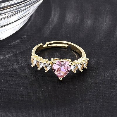 Brass Pave Cubic Zirconia Cuff Open Rings CU-CBA5C10-02G-1