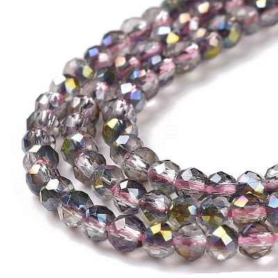 Transparent Electroplate Glass Beads Strands GLAA-H021-01B-HP02-1