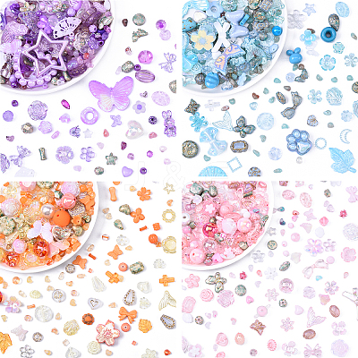 100G 10 Styles Transparent Acrylic Beads OACR-YW0002-65A-1