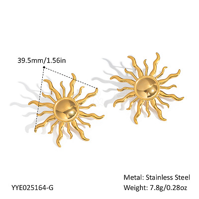 304 Stainless Steel Sun Stud Earrings HU6679-1-1