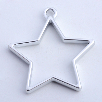 Rack Plating Alloy Star Open Back Bezel Pendants X-PALLOY-S047-40B-FF-1