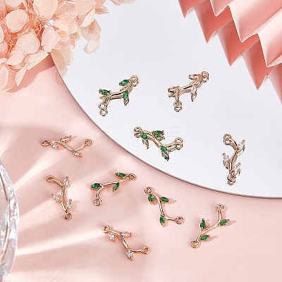 20Pcs 2 Colors Brass Micro Pave Cubic Zirconia Connector Charms KK-BBC0002-97-1