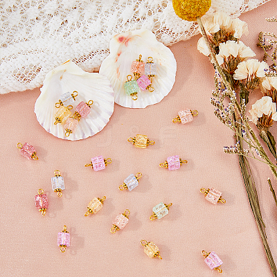 100Pcs Crackle Glass Connector Charms FIND-HY0001-35-1