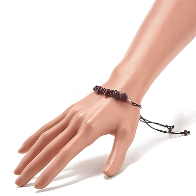 Natural Garnet Chips Braided Bead Bracelet X-BJEW-JB08019-12-1