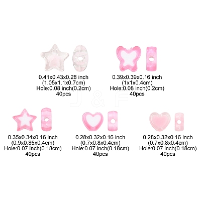 200Pcs 5 Styles Transparent Acrylic Beads TACR-FS0001-54A-1
