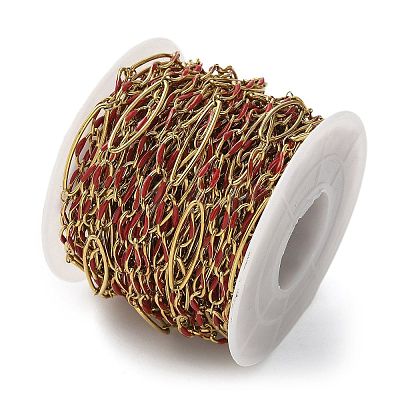 304 Stainless Steel Enamel Link Chains CHS-U003-01G-09-1