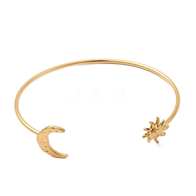 304 Stainless Steel Cuff Bangles for Women BJEW-B151-01G-1