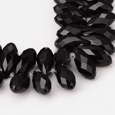 Transparent Faceted Teardrop Glass Bead Strands GLAA-J069-03-1